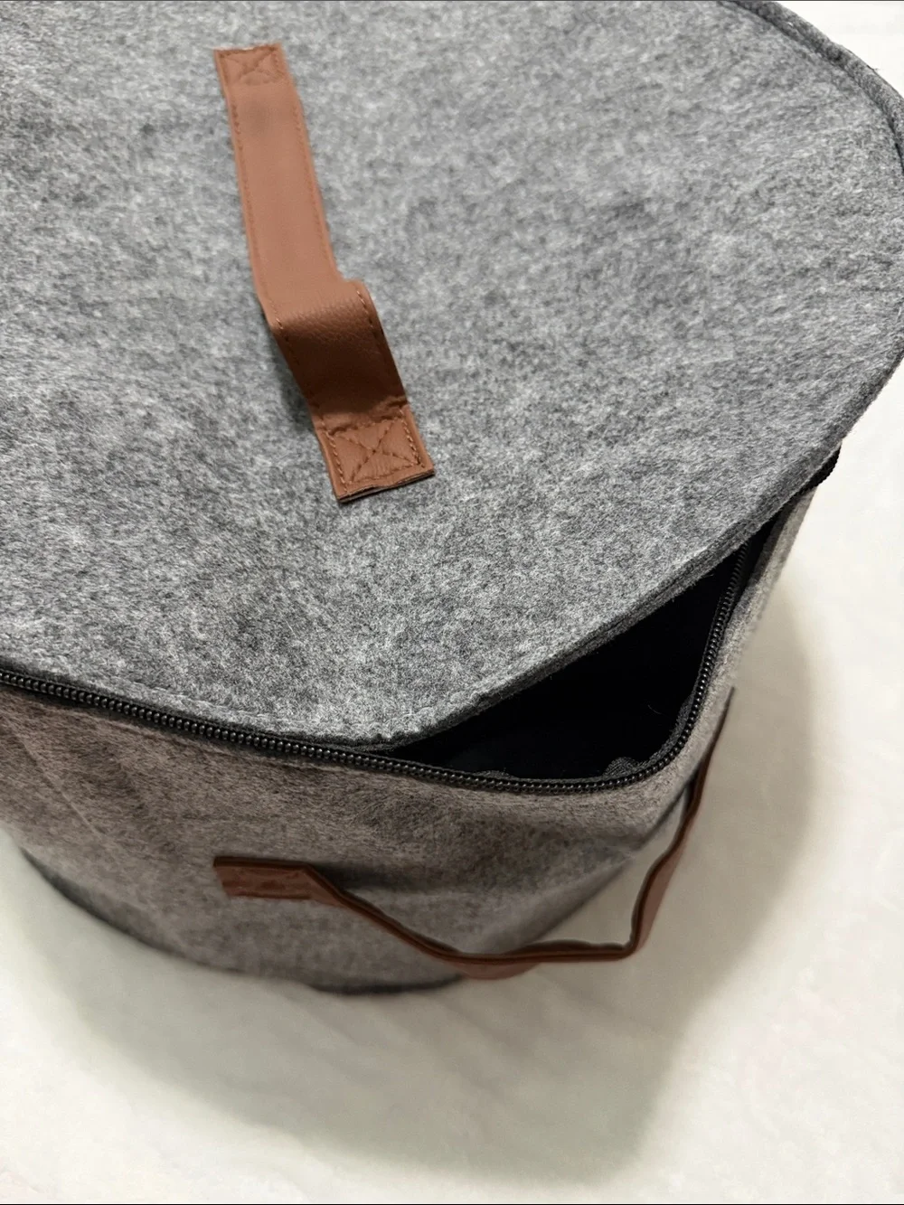 Gray Felt Storage Bin for hats